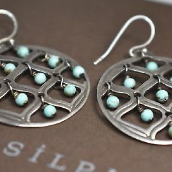 Silpada Sterling Silver Blue Green Howlite Earrings W1682 - Picture 4 of 10